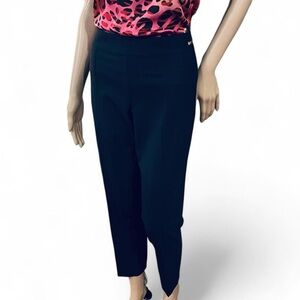 Tory Burch Wool Mid Rise Navy Blue Dress Trousers Size 4 Tapered Side Zip Pants